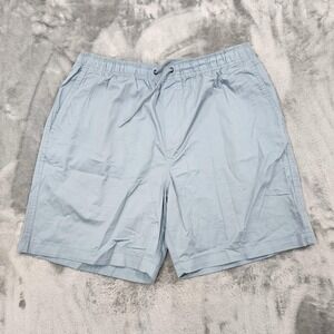 Basic Editions Shorts Mens L Blue Pull On Chino Elastic Waist Drawstring Preppy